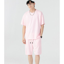 Summer Men Sports Outfit 2-Piece Set Short Sleeve T-Shirt and Shorts Jogging Set