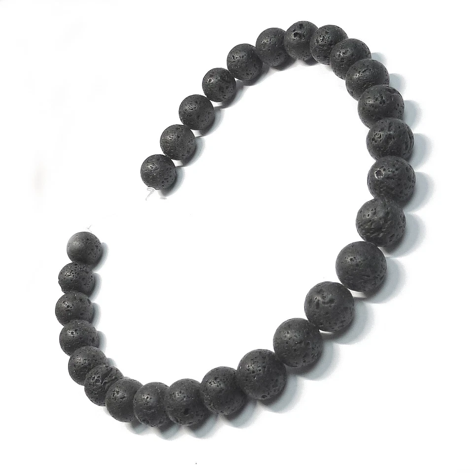 Lava Perlen runde Nuggets 13-14 mm schwarz massiv 27-28 Spacer nenad-design - Bild 2 von 4