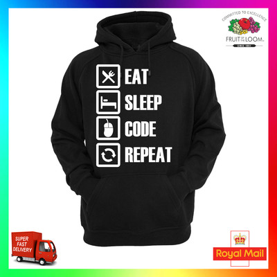 Eat Sleep Code Repeat Hoodie Kapuzenpullover süß Sweat cool Unisex Hacker Game Programmer