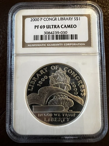 2000-P Library of Congress Silver Dollar Modern Commemorative $1 MS 69 NGC