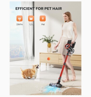 BUTURE JR700 コードレス掃除機 レッド 説明書付き 生活家電 BuTure JR700 Cordless Vacuum Cleaner Stick Vacuum With Color Touch