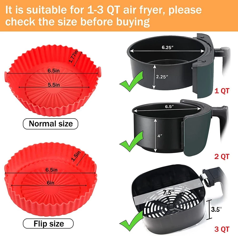 Air Fryer Pot Air Fryer Basket Linings Non-Stick Safe Silicone Oven Baking Tray Air Fryer Pot Air Fryer Basket Linings Non-Stick Safe Silicone Oven Baking Tray
