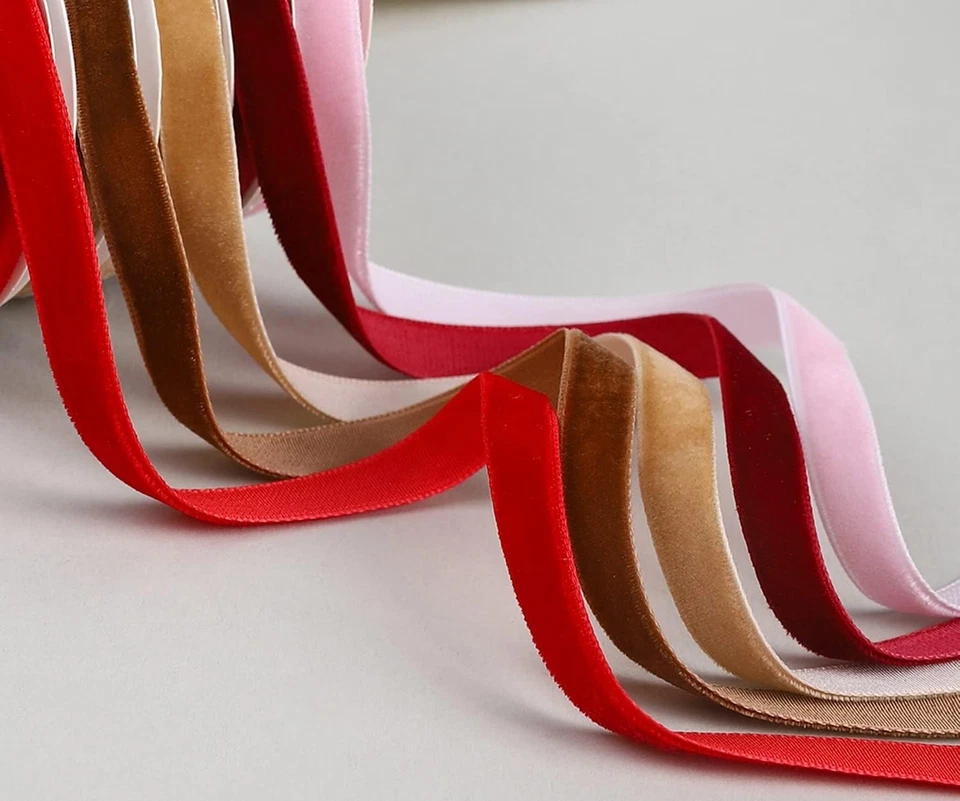 50 Yards Vintage Burgundy Velvet Ribbon 3/8 Inch Wide with Spool for Wedding - Image 2 of 4