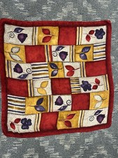 Luxury Italian Silk Scarf Flowers Gold Red Purple Gray 33 Square Made in Italy