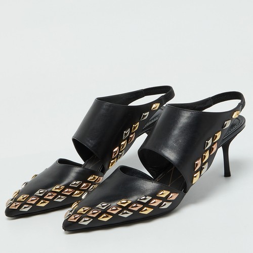 Louis Vuitton Black Leather Gold Rush Slingback Pumps Size 39 - Picture 2 of 9