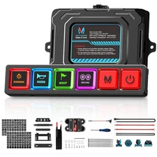 MICTUNING P4 Neon 4 Gang LED Switch Panel Circuit Relay Control Silicone Buttons