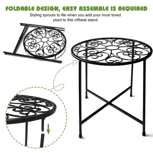 Metal Plant Stand Flower Pot Holder Home Garden Indoor Outdoor 15"tall Round - Picture 3 of 8