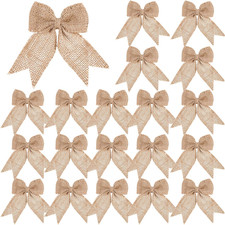 20 Pieces Burlap Bows Burlap Bow Knot Handmade Burlap Decorative Bowknot Natural