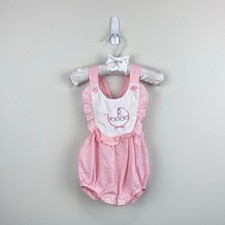 Vintage Toddletime JCPenney Pink Carriage Ruffle Sunsuit Romper 12 Months USA