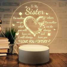 Sister Gifts - to My Sister Night Light, Gifts for Sister on Birthday Mothers Da