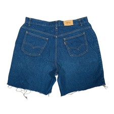 Vintage 80s Levi s Orange Tab Distressed Cutoff Denim Shorts Dark Wash Size 36