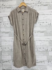 C C California Womens Small Sleeveless Shirtdress Natural Belted