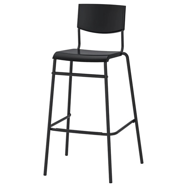 Nuevo Taburete de Bar IKEA STIG con Respaldo Negro/Negro 63cm