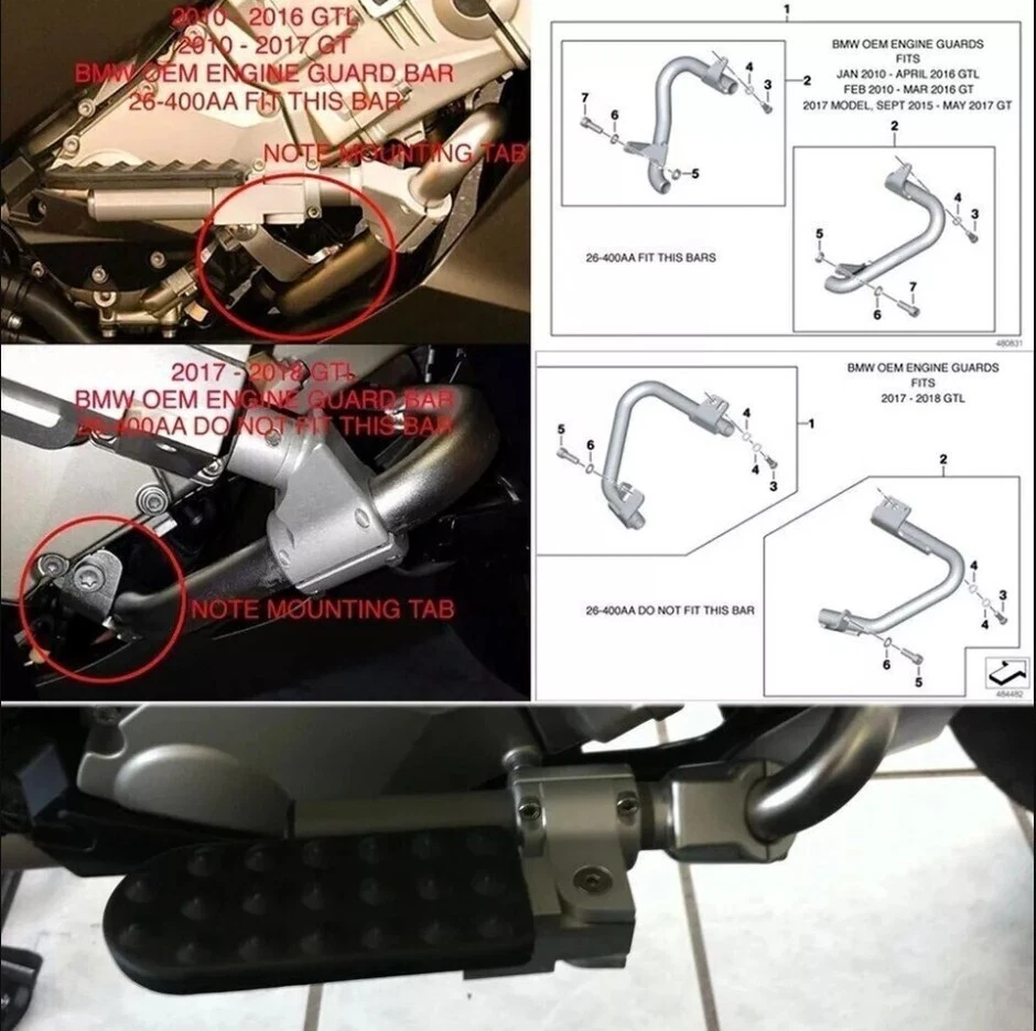 Pedal de estriberas plegables ajustables para BMW K1600GTL K1600GT kit de reposapiés trasero Foto 3 de 4