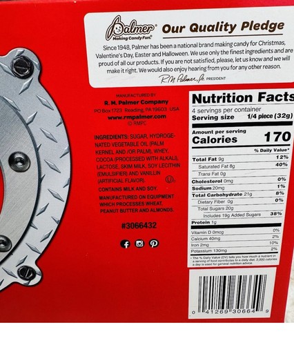 Palmer Sweet Ride Milk Chocolate Flavored. 4.5oz/128gm New In Box Free Shipping - Picture 5 of 6