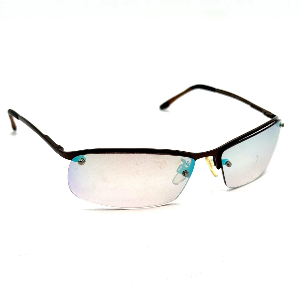 Gafas de sol Timberland Designer ovaladas semi sin montura marco marrón lentes espejadas  Foto 2 de 4