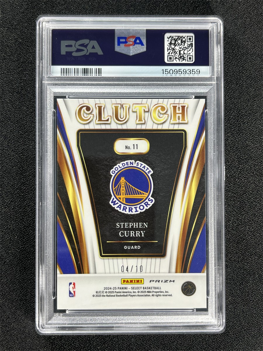 2024-25 Panini Select Stephen Curry #11 Gold Checkerboard Clutch /10 PSA 9 POP 3 view 2
