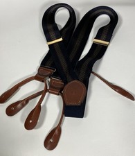 Alexander Julian Colors Pelican Silk Braces Suspenders Navy Gold Red Leather USA