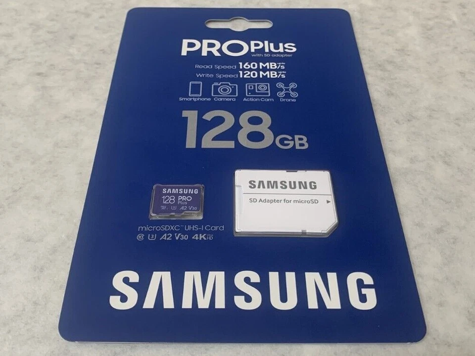 Tarjeta de memoria Samsung ProPlus 128 GB microSDXC UHS-I con adaptador SD (MB-MD128KA) Foto 2 de 4