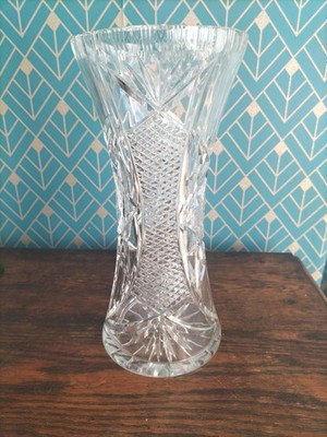 Seltene Vintage englische geschliffene Bleikristall Vase Top Zustand 32 cm hoch 3,2 kg
