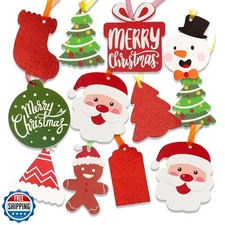 SULOLI Christmas Gift Tags, 100 Pieces Colorful Xmas Kraft Paper Tags Hanging