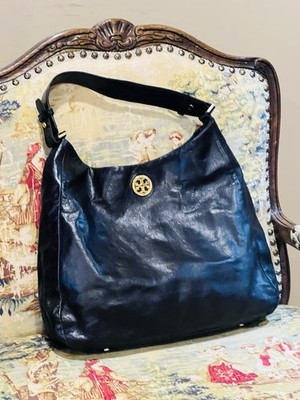 Tory Burch Dena Black Leather Hobo Bag
