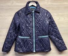 New Rothschild Girls' Quilted Light Jacket Girls med NAVY - Turquoise Accent
