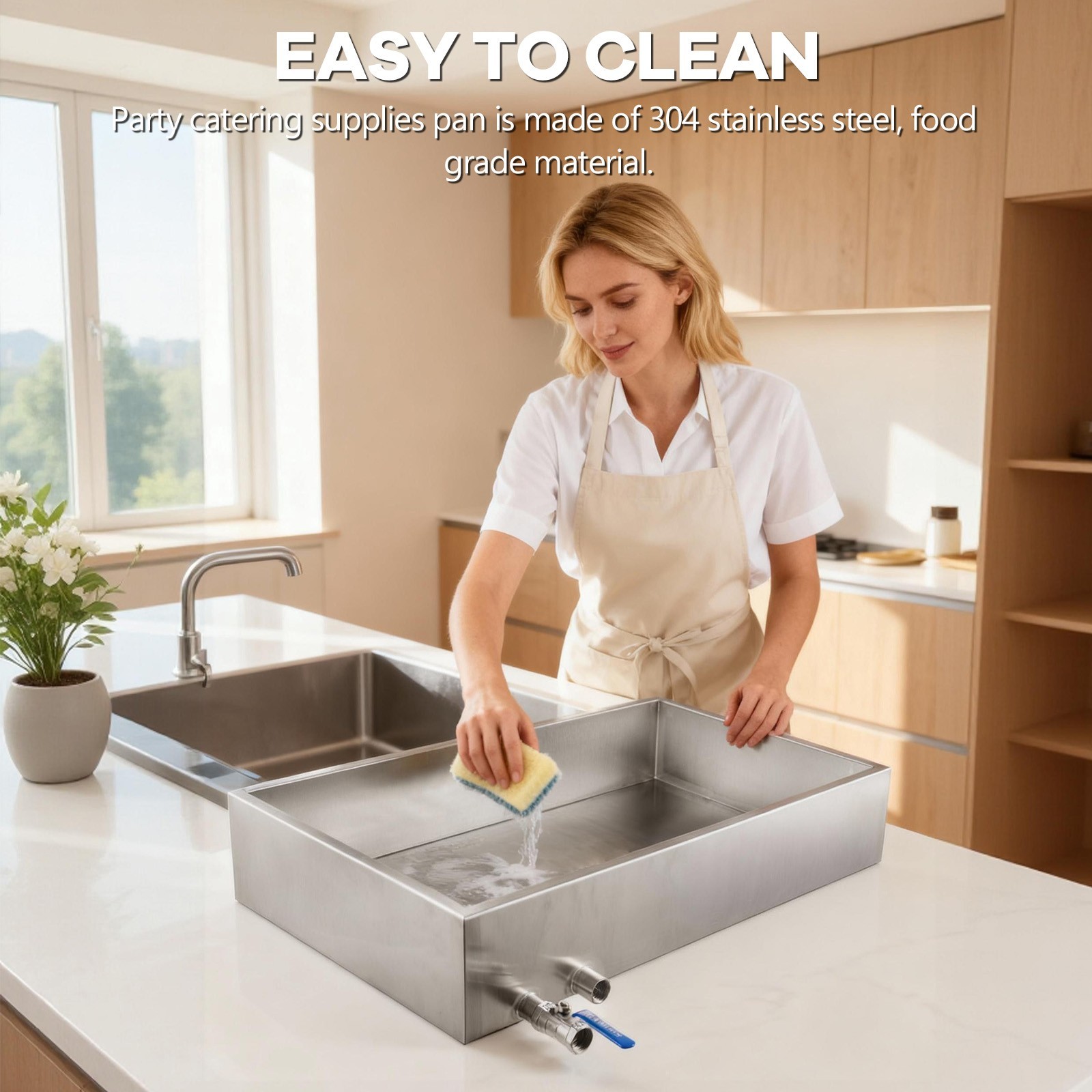 Marada Maple Syrup Evaporator Pan 304 Stainless Steel with a Valve Two Interface