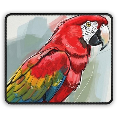 Cute Red Parrot Sketch Gaming Mouse Pad