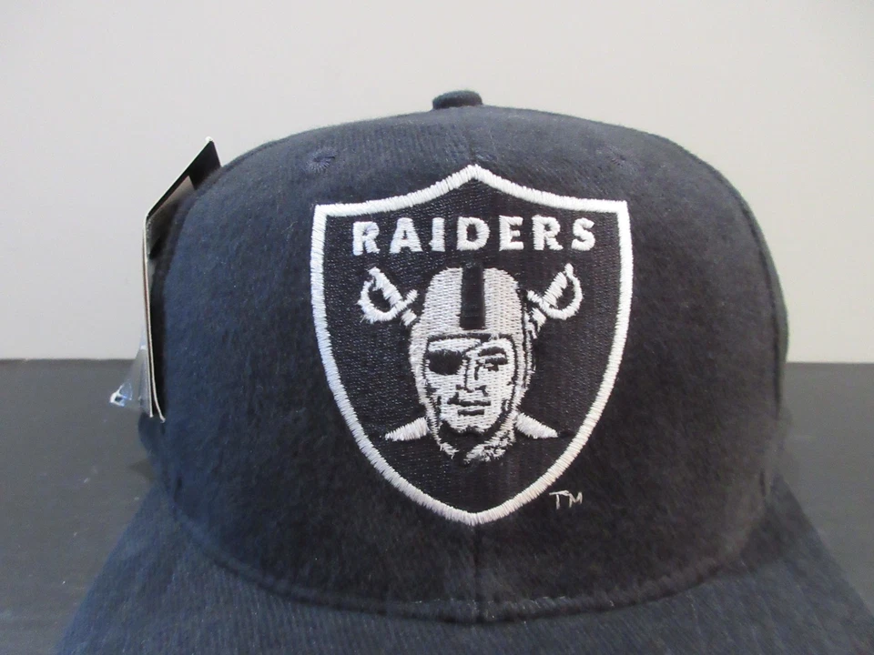 复古 Oakland Raiders 帽子 Snap Back 黑色白色足球耐克男式 90 年代 — 第 2/4 张图片