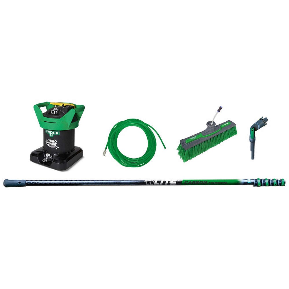 UNGER UNLK1 Water-Fed Window Cleaning System,Blk/Grn 801CJ0
