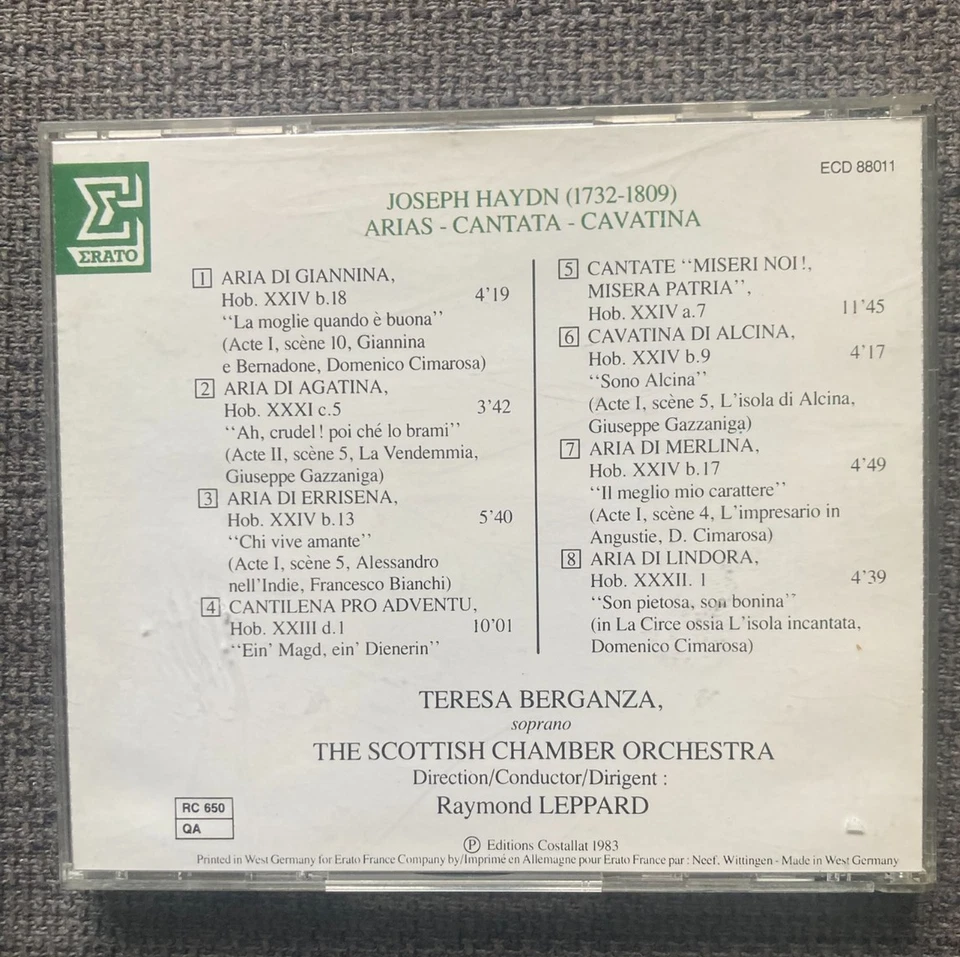 TERESA BERGANZA HAYDN arias, cantata, cavatina Erato CD 1983 Foto 2 de 4