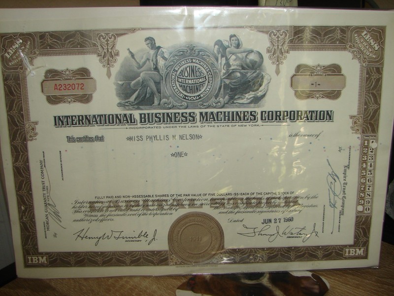 IBM  International Business Machines Corp., 1960 1 share