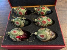 Vintage David Schindler Blown Glass Christmas Ornaments - Boxed Set of 6