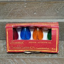 NOS Twinkle Lamps C7 Christmas Light Bulbs 1/2 Candelabra Base 7W Multi 4Pk