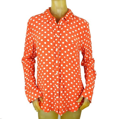 TopShop Blouse Polka Dot Orange White 