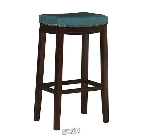 Linon Concord Padded Faux Leather Barstool Blue - Image 2 of 2