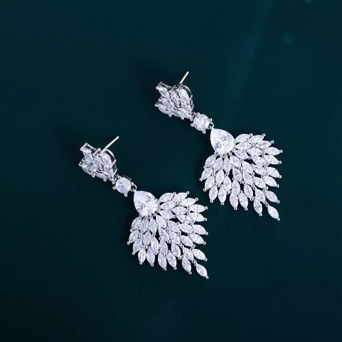 Pear Cut Simulated Diamond Drop Bird Dangle Earrings Gift 14K White Gold Plated - Picture 4 of 7