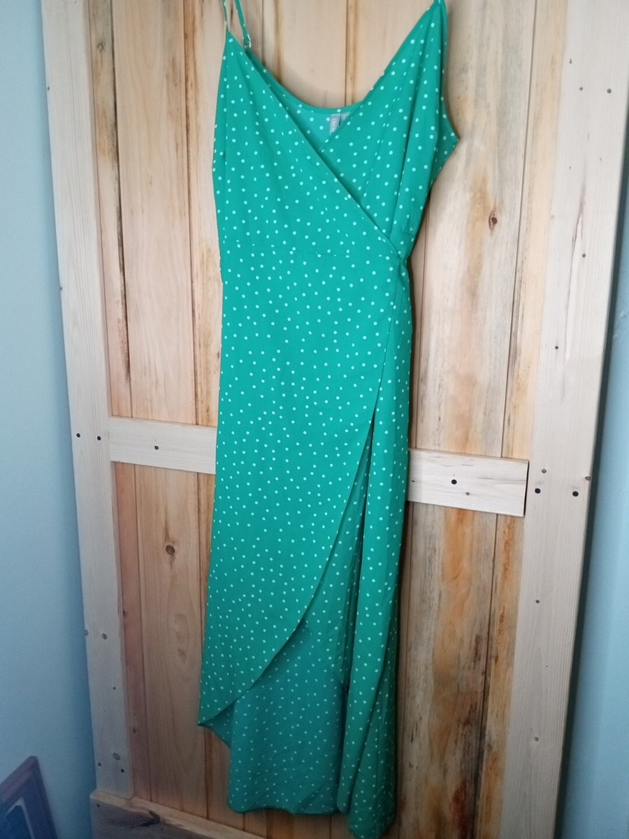 knee length dresses for ladies Lace & Beads Lydia Emerald Green and Beige Polka Dot Maxi Dress – Love My  Apparel main image 0