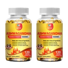 KSM-66 Ashwagandha 5000mg 240 Capsules Energy, Relaxation, Immune Health