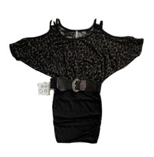 Entry Cold Shoulder Anomal Print Belted Mini Dress women’s size S