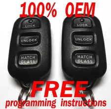 100% OEM PAIR TOYOTA MATRIX PONTIAC VIBE KEYLESS REMOTE FOBS  NO PANIC GQ43VT14T