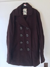 Lovely Ladies Brown Winter Crew Clothing Smart Wool Coat Jacket Size 16