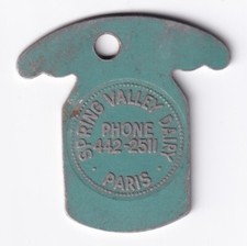 Spring Valley Dairy Paris One Two Quart Milk Jug 2% Milk Token Holed