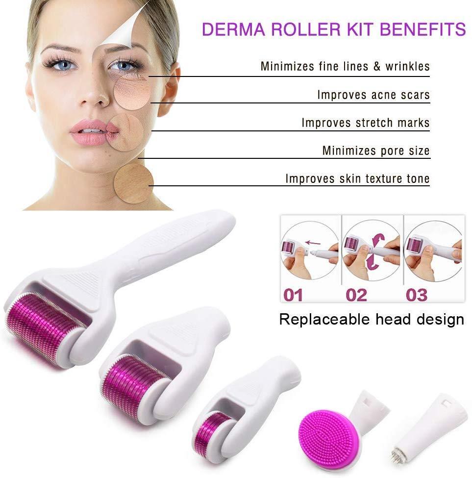 フェイスローラーセット　6 IN 1 Derma Roller System Derma Roller 6 in 1 Titanium Micro Needle Anti Ageing Facial Skin