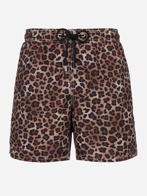 MC2 Saint Barth Man Mid-length Gustavia Swim-shorts With Animalier Print