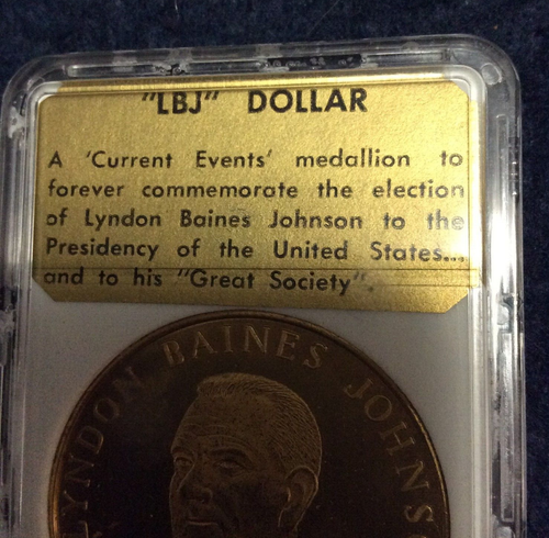 Lyndon Baines Johnson ● so-called "LBJ" Dollar  ●  Medallion ● 1964 - Picture 3 of 7