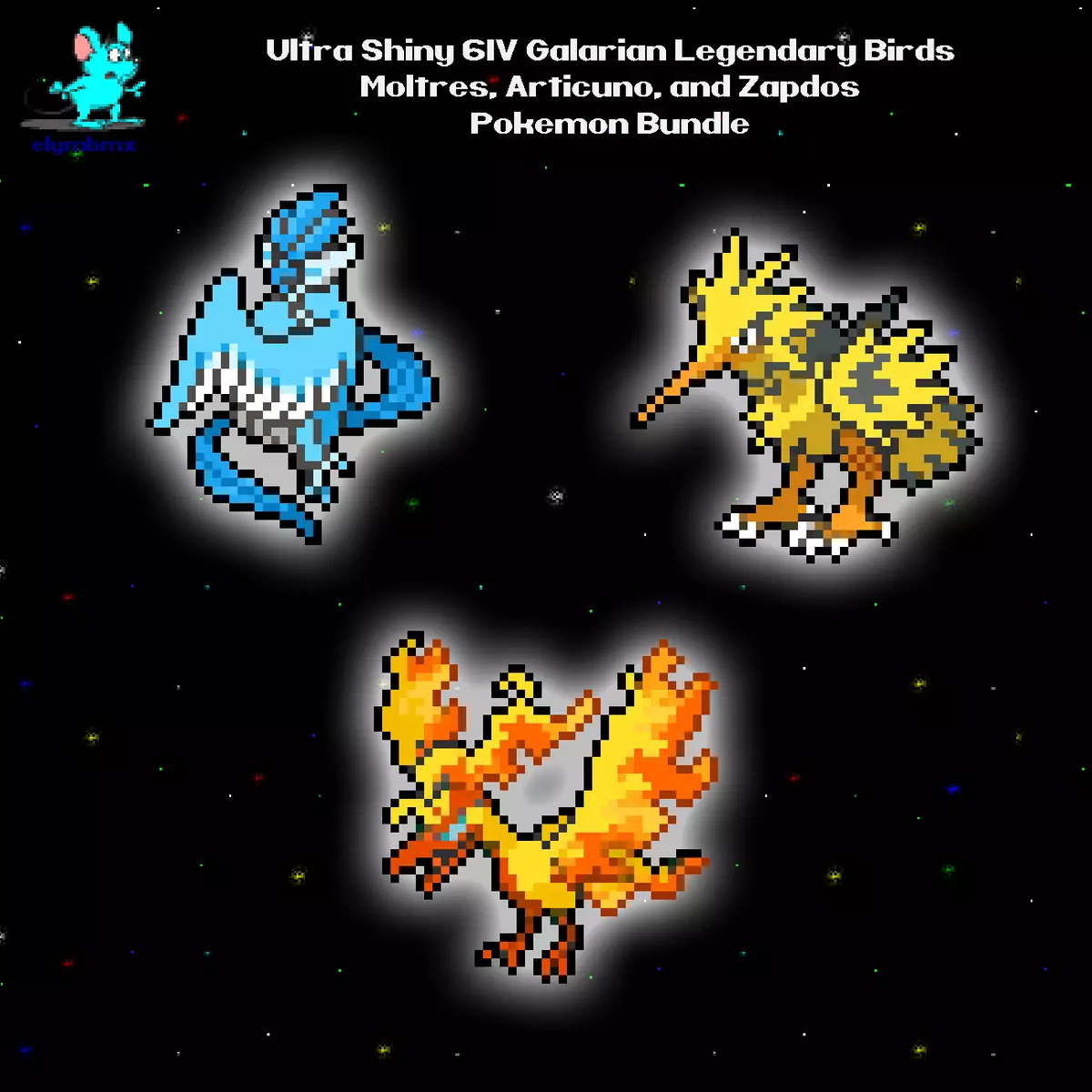 Shiny Galarian Legendary Birds for Pokemon Sword and Shield + 3 Masterballs