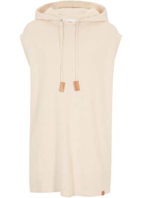 Neu Kapuzen-Pullunder oversized Gr. 36/38 Sandbeige Damen-Pullover ohne Ärmel