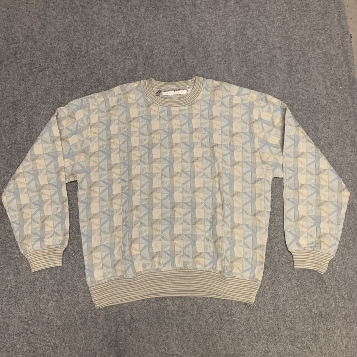 Jhane Barnes Long Sleeve Designer Sweater Mens Size Medium Cotton Ramie  Blend